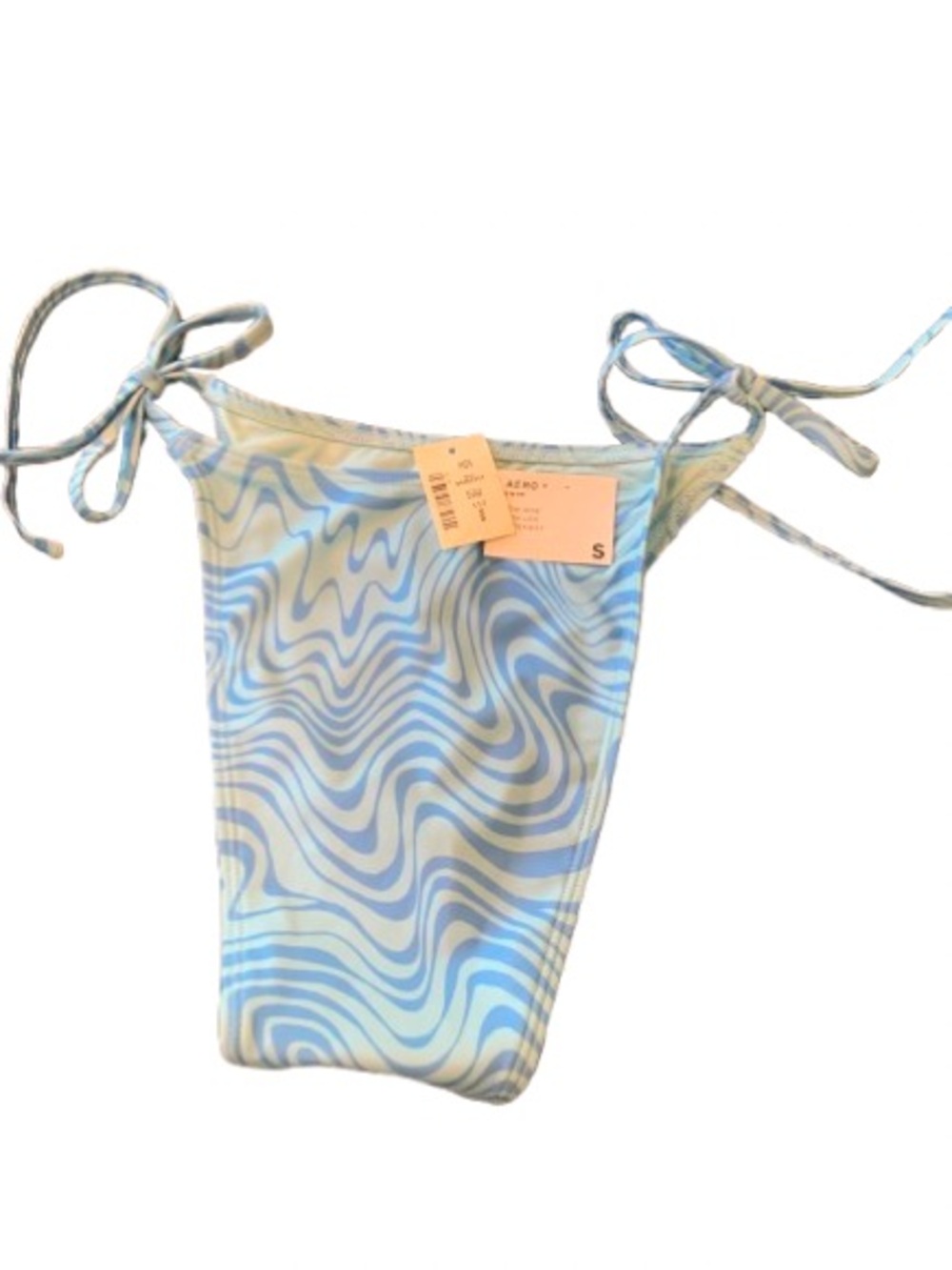 NWT Aeropostale Swim Blue Abstract Print Side Tie Bikini Bottoms Size Small